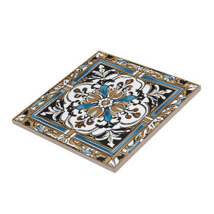 De Cerâmica Azulejo Azul Amarelo Branco Preto Espanhol Marroqu