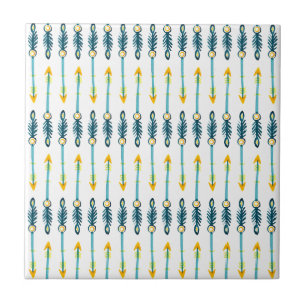 De Cerâmica azulejo azul amarelo chique das setas do boho