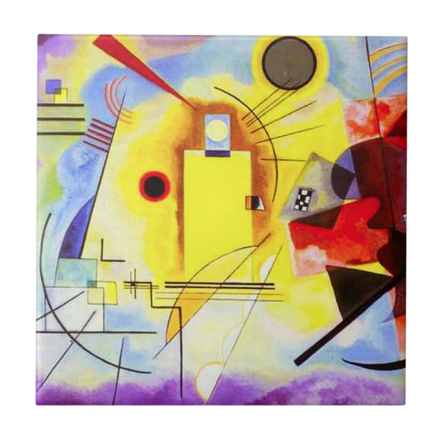 De Cerâmica Azulejo Azul Amarelo Kandinsky (Frente)