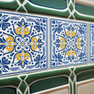 De Cerâmica Azulejo Azul Amarelo Moderno Português Lisboa