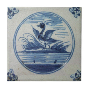 De Cerâmica Azulejo Azul Antecipado - Pato na Água