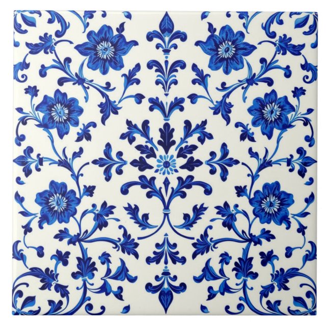 De Cerâmica azulejo azul botânica (Frente)