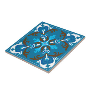 De Cerâmica Azulejo azul, castanho e branco