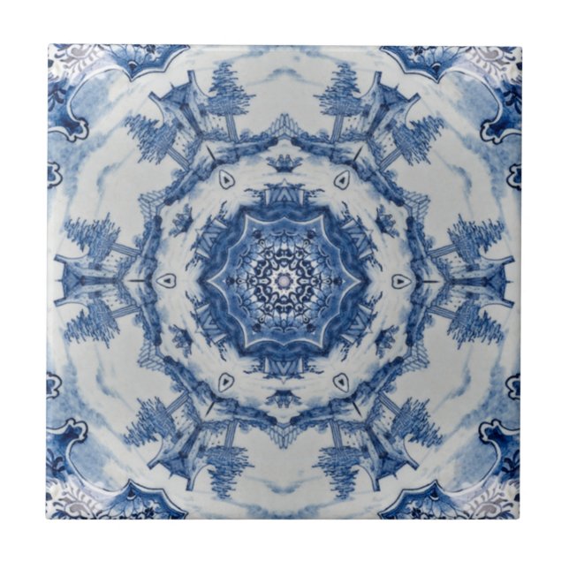 De Cerâmica Azulejo Azul Delft Design 02 1764 Backsplash ~ (Frente)