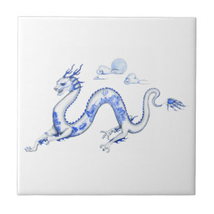 De Cerâmica Azulejo azul do dragão do salgueiro com fundo