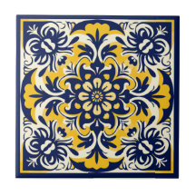 Azulejo azul e amarelo mexicano - nº 2