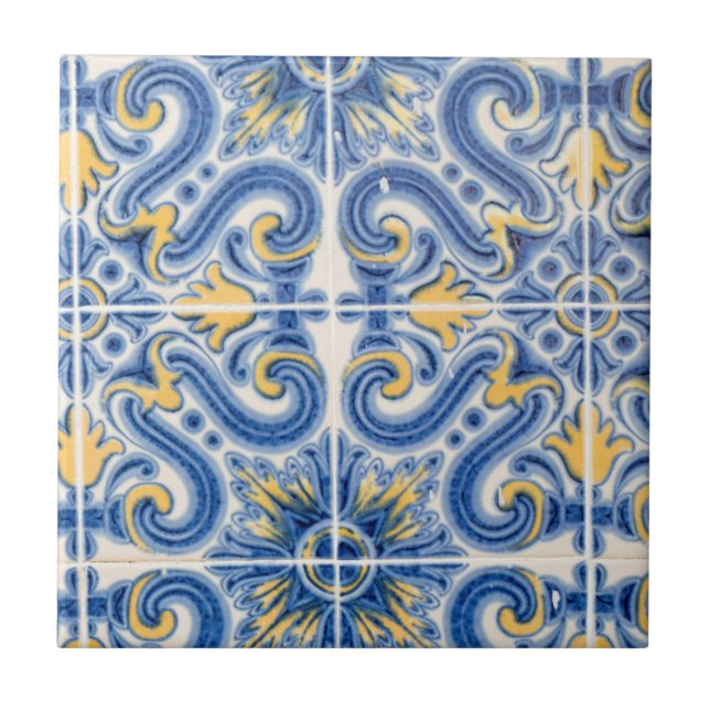De Cerâmica Azulejo azul e amarelo, Portugal (Frente)