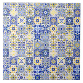 De Cerâmica azulejo azul e branco amarelo padrão português