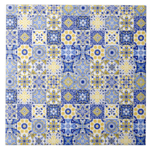 De Cerâmica azulejo azul e branco amarelo padrão português