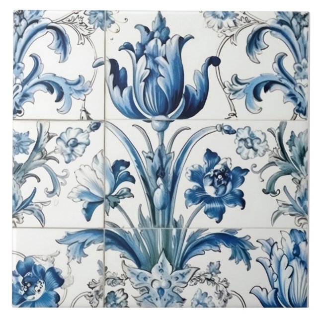 De Cerâmica Azulejo Azul E Branco Do Azulejo Delgado (Frente)