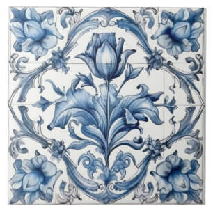 De Cerâmica Azulejo Azul E Branco Do Azulejo Delgado