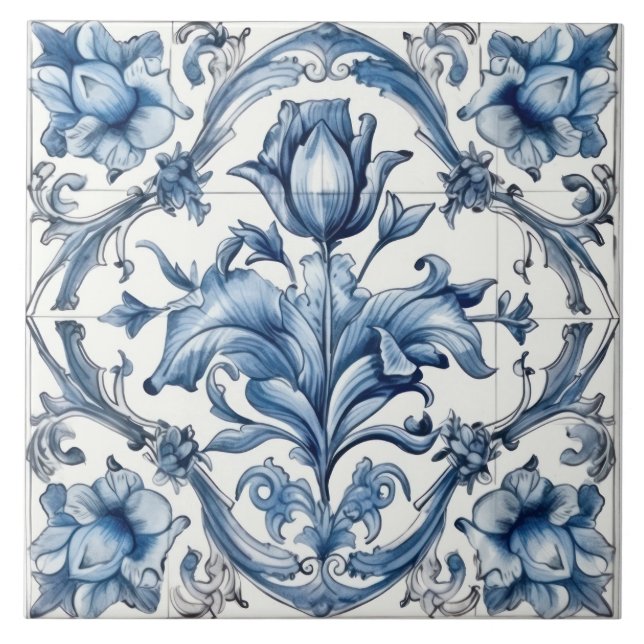 De Cerâmica Azulejo Azul E Branco Do Azulejo Delgado (Frente)