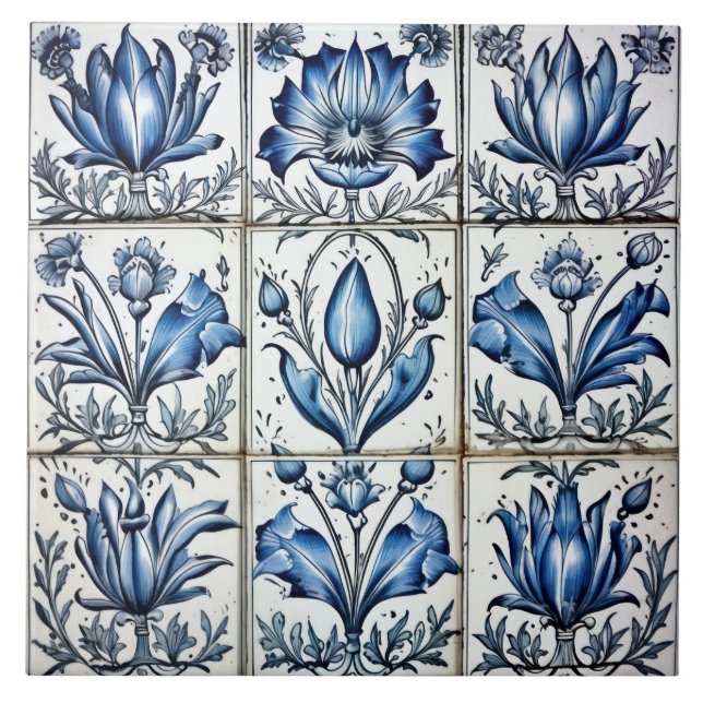 De Cerâmica Azulejo Azul E Branco Do Azulejo Delgado (Frente)