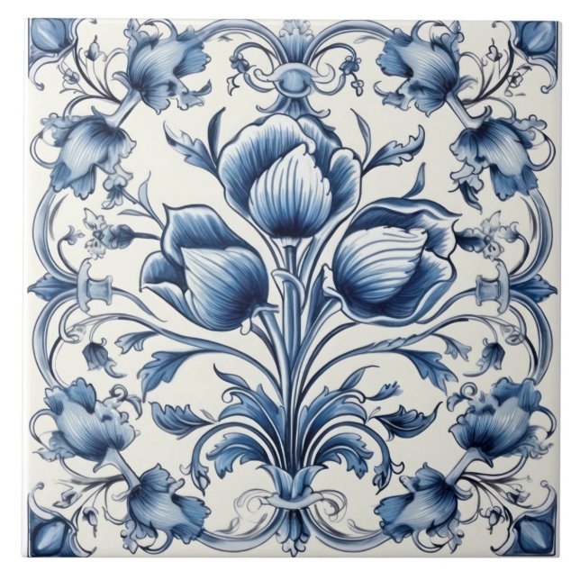 De Cerâmica Azulejo Azul E Branco Do Azulejo Delgado (Frente)