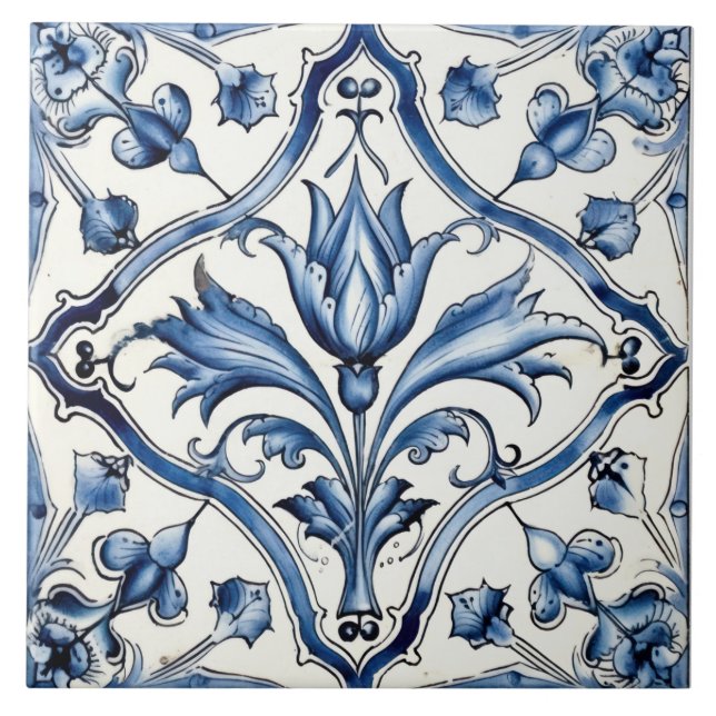 De Cerâmica Azulejo Azul E Branco Do Azulejo Delgado (Frente)