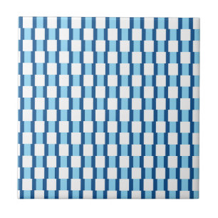 De Cerâmica Azulejo Azul e Branco Listrado Quadrado