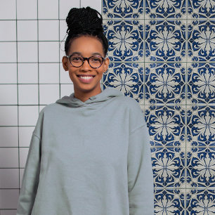 De Cerâmica Azulejo Azul e Branco Simétrico Floral