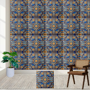 De Cerâmica Azulejo azul e grego Dourado