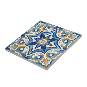 De Cerâmica Azulejo azul e mosaico bege vintage em massa