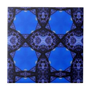 De Cerâmica Azulejo azul-escuro das estrelas da arte geométri