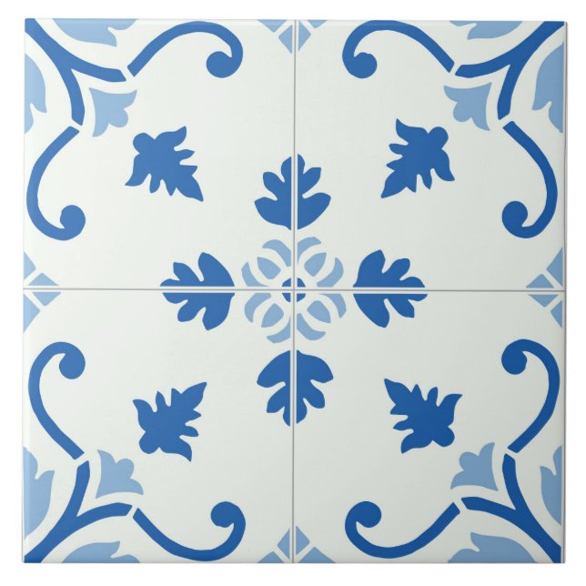 De Cerâmica Azulejo Azul Floral Decorativo (Frente)