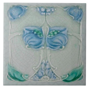 De Cerâmica Azulejo Azul Floral Repro Marsden Art Nouveau 1905