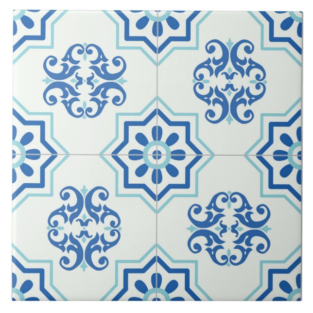De Cerâmica Azulejo Azul Geométrico Decorativo (Frente)