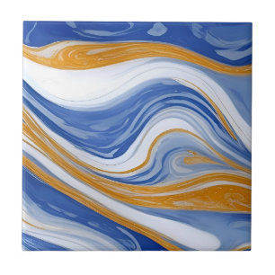 De Cerâmica Azulejo Azul Marble - Ondas Marmoreadas Azuis e Br