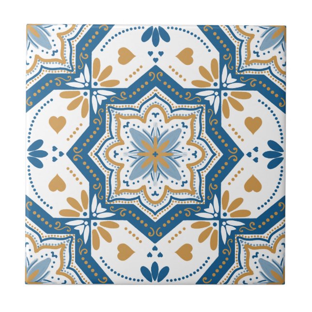 De Cerâmica Azulejo Azul Moderno Amarelo (Frente)