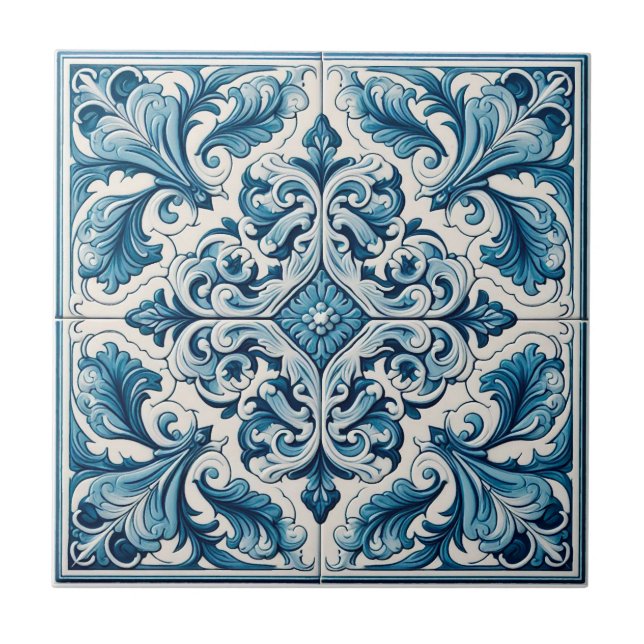 De Cerâmica Azulejo azul português (Frente)