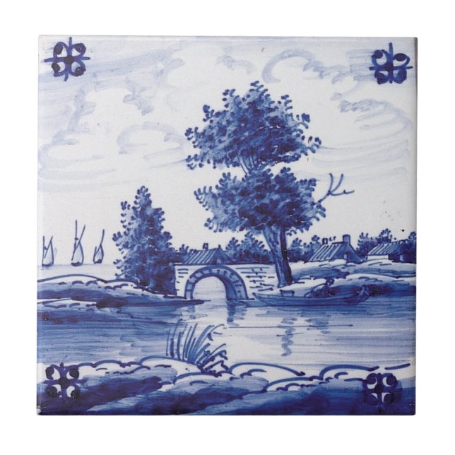 De Cerâmica Azulejo azul tradicional holandês (Frente)
