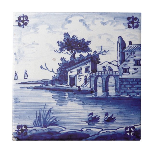 De Cerâmica Azulejo azul tradicional holandês (Frente)