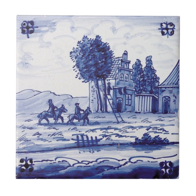 De Cerâmica Azulejo azul tradicional holandês (Frente)