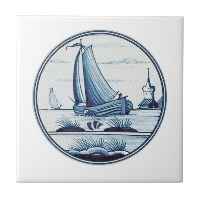 De Cerâmica Azulejo azul tradicional holandês (Frente)