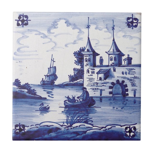 De Cerâmica Azulejo azul tradicional holandês (Frente)