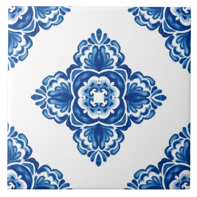 De Cerâmica Azulejo Azulejo Azul e Branco Decorativo (Frente)