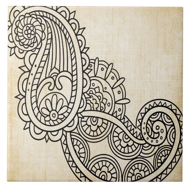 De Cerâmica Azulejo Beige Mehndi Motif (Frente)