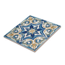 Azulejo blue and beige mosaic vintage bulk