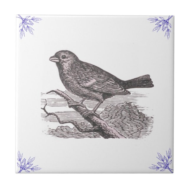 De Cerâmica Azulejo Blue Bird e Twigs (Frente)