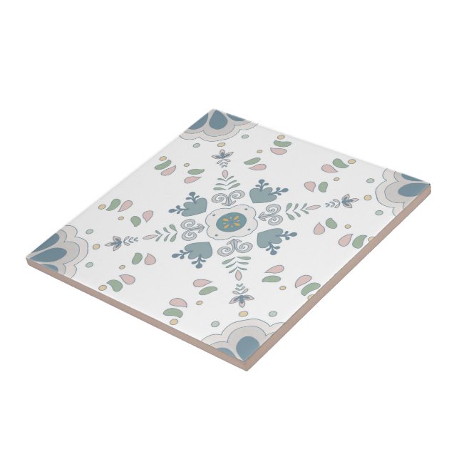De Cerâmica Azulejo Blue Bloom Mandala (Lateral)