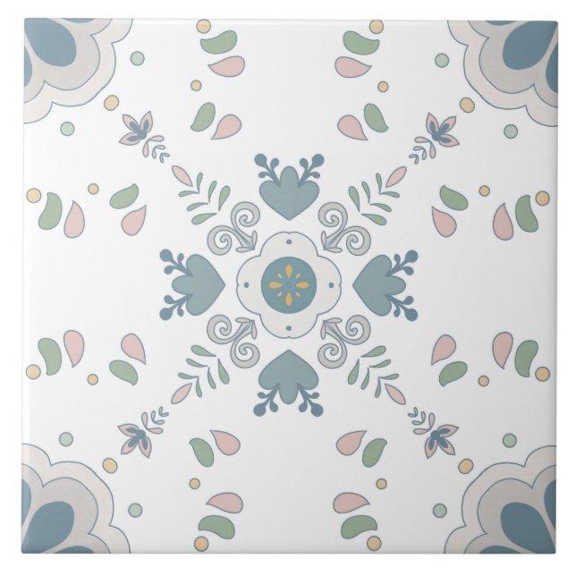 De Cerâmica Azulejo Blue Bloom Mandala (Frente)