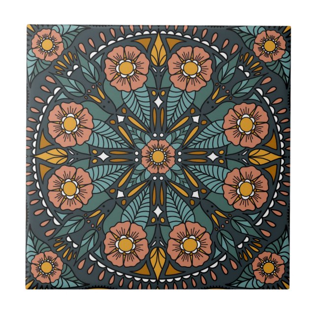De Cerâmica Azulejo Bohemian Floral Cerâmico (Frente)