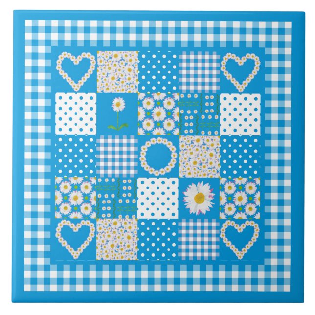 De Cerâmica Azulejo Bonito: Daisychains Falso Remendo (Frente)