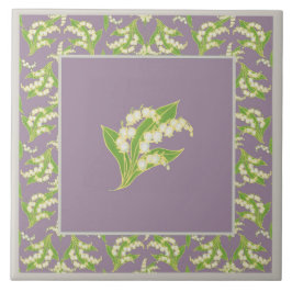 De Cerâmica Azulejo bonito: Lírios do vale, malva