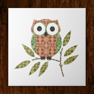 De Cerâmica Azulejo bonito Trivet da coruja