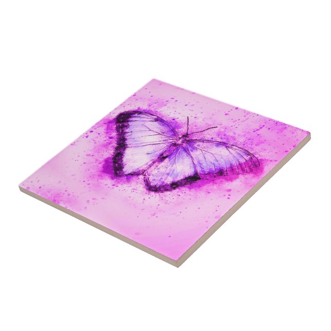 De Cerâmica Azulejo Borboleta Roxa (Lateral)