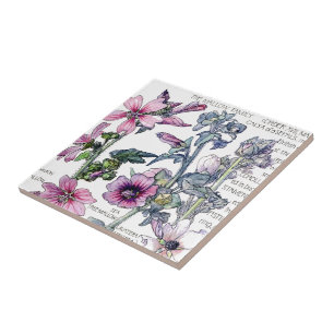 De Cerâmica Azulejo botânico das flores do Wildflower do
