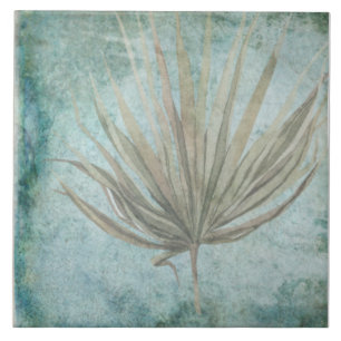 De Cerâmica Azulejo Botânico Envelhecido - Aqua e Osso V1