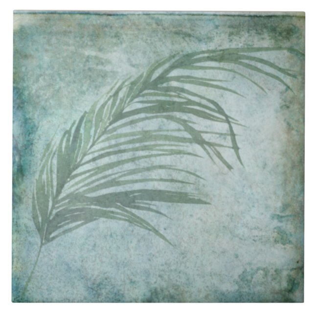 De Cerâmica Azulejo Botânico Envelhecido - Aqua e Osso V3 (Frente)