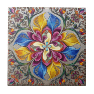 De Cerâmica Azulejo Botânico Flora Encantada Esmeralda Dourado